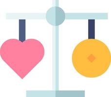 A scale with two hearts and a gold coin vector