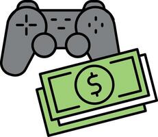 A game controller and money are next to each other vector