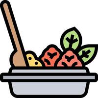 A bowl with fruit and vegetables in it vector