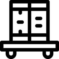 A black and white icon of a cart with two boxes vector