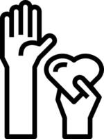 A hand holding a heart and a hand reaching out to it vector