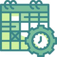 A calendar with a clock and gears vector