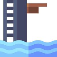 A building with a ladder on top of the water vector