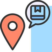 Map pin with speech bubble and book icon vector