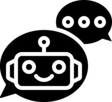 A robot and speech bubbles with a smiley face vector