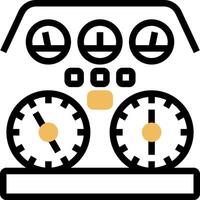A car dashboard with three clocks on it vector