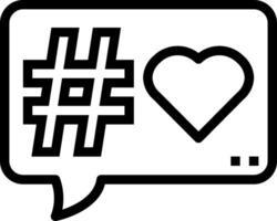 A speech bubble with a heart and hash tag vector