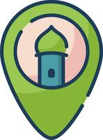 A map pointer with a mosque icon vector