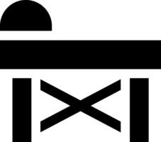 A black and white icon of a table with a cross on it vector