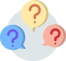 Three question marks in a circle with a question mark in the middle vector