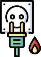 A cartoon plug with a flame and a smiley face vector