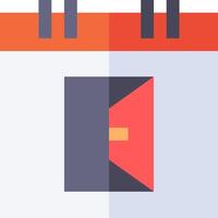 A calendar icon with a red and orange square vector