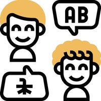 Three people with speech bubbles and a man with a speech bubble vector
