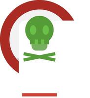 A green skull with a crossbone on it vector