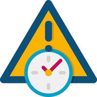 A yellow triangle with a clock and an exclamation mark vector