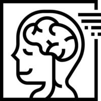 A black and white illustration of a person with a brain in their head vector