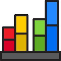 A colorful bar chart with a red, green, blue and yellow bar vector