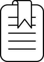 A black and white icon of a book with a ribbon vector