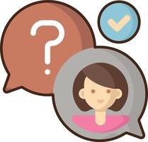 A woman with a question mark and a speech bubble vector