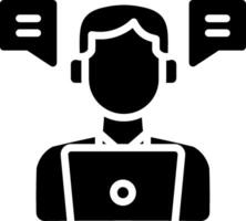 A man with a laptop and two speech bubbles vector