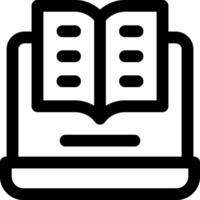 A black and white icon of a book on a table vector
