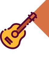 An icon of a guitar with a light shining on it vector