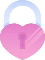 A pink heart shaped lock with a keyhole vector