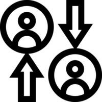 Two people are shown in a circle with arrows pointing to them vector
