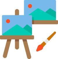 An easel with a painting and a brush vector