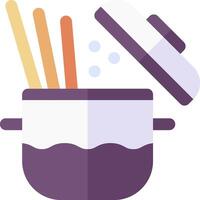A pot with chopsticks and a spoon in it vector