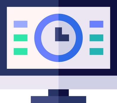 A computer screen with a clock on it vector