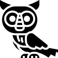 An owl with a large eye is shown in black and white vector