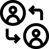 Two people are shown in a circle with arrows pointing to each other vector