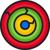 A colorful circular logo with a blue and red center vector