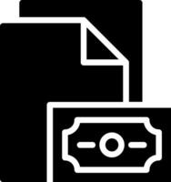 A black and white image of a folder and a money vector