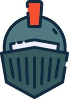 A knight helmet with a red cap on it vector
