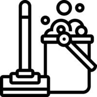A black and white image of a vacuum cleaner and bucket vector