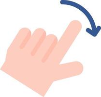 A hand with a finger pointing up and a blue arrow pointing down vector