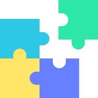 Four pieces of puzzle pieces are shown on a white background vector