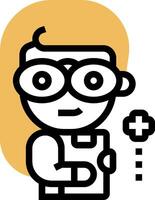 A cartoon character with glasses and a pen vector