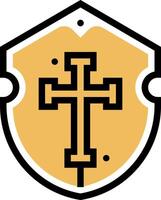 A shield with a cross on it vector