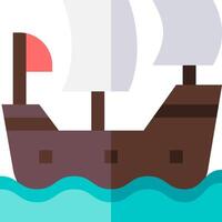 A ship with sails and a flag on it vector
