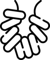 A black and white drawing of two hands holding each other vector