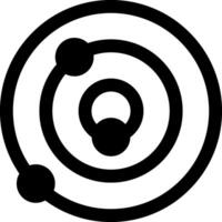 A black and white atom symbol with two circles vector