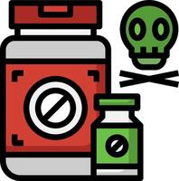 A jar with a skull and a bottle of pills vector