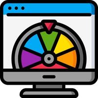 A computer screen with a wheel of fortune on it vector
