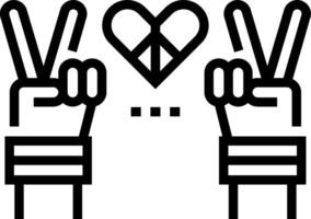 Two hands with peace signs and a heart vector