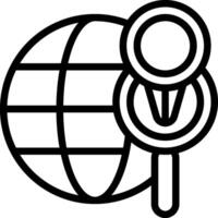 A globe with a magnifying glass and a magnifying vector
