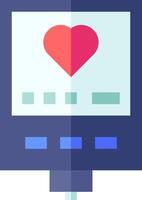 A flat icon of a heart on a computer screen vector