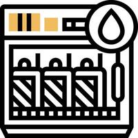 A black and white image of a machine with a drop of liquid vector
